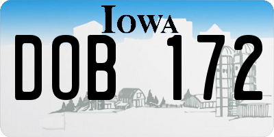 IA license plate DOB172