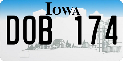 IA license plate DOB174
