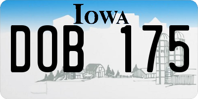 IA license plate DOB175