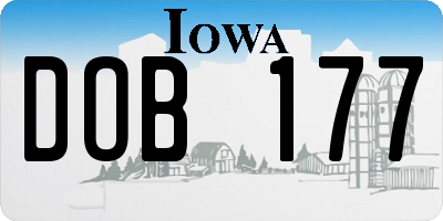 IA license plate DOB177