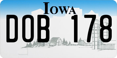 IA license plate DOB178