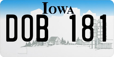 IA license plate DOB181