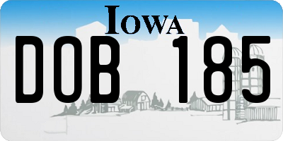 IA license plate DOB185