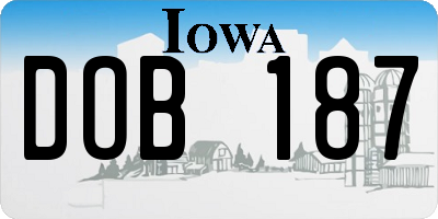IA license plate DOB187