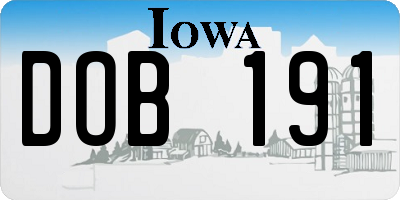 IA license plate DOB191