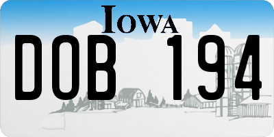 IA license plate DOB194