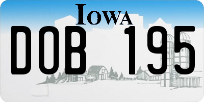 IA license plate DOB195