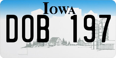 IA license plate DOB197