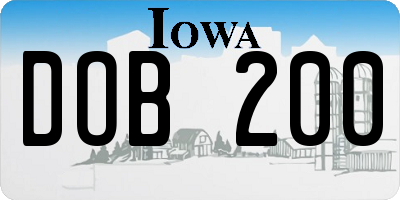 IA license plate DOB200