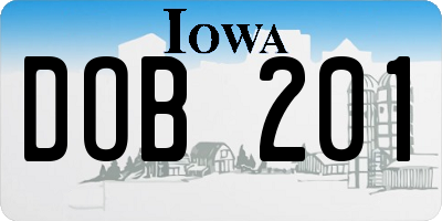 IA license plate DOB201