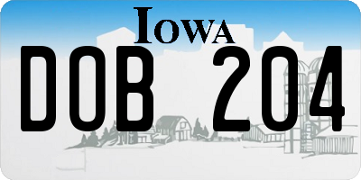 IA license plate DOB204