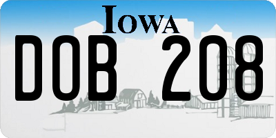 IA license plate DOB208