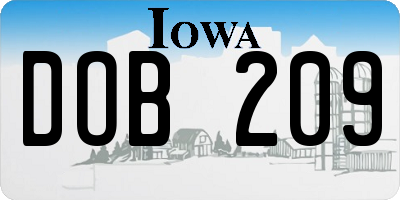 IA license plate DOB209