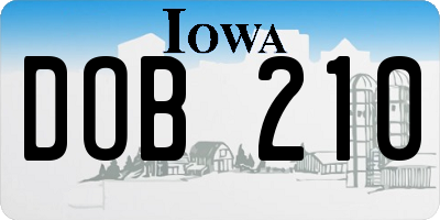 IA license plate DOB210