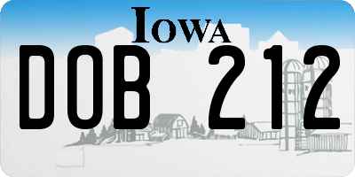 IA license plate DOB212