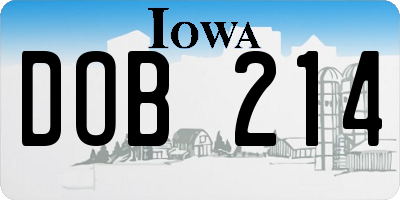 IA license plate DOB214