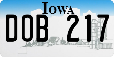 IA license plate DOB217