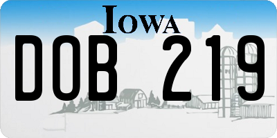 IA license plate DOB219
