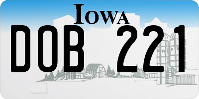 IA license plate DOB221
