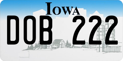 IA license plate DOB222