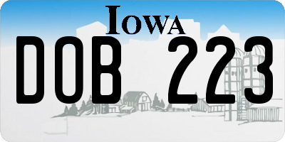 IA license plate DOB223