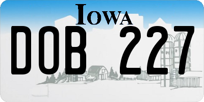 IA license plate DOB227
