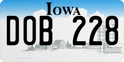IA license plate DOB228