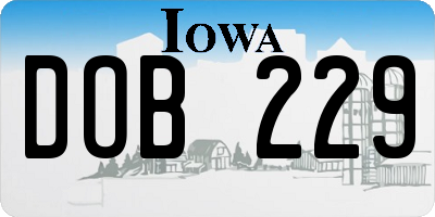 IA license plate DOB229