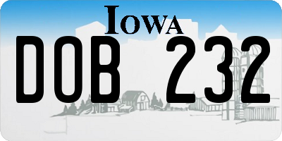 IA license plate DOB232