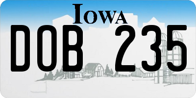IA license plate DOB235