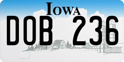 IA license plate DOB236