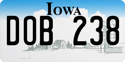 IA license plate DOB238