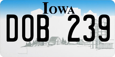 IA license plate DOB239