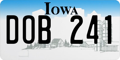 IA license plate DOB241