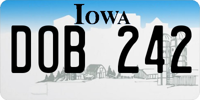 IA license plate DOB242