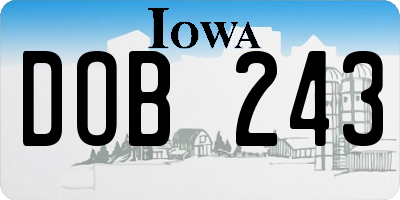IA license plate DOB243
