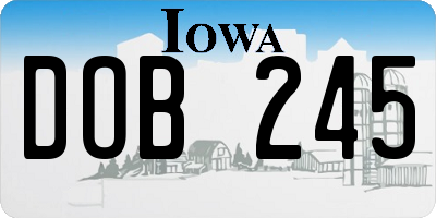 IA license plate DOB245