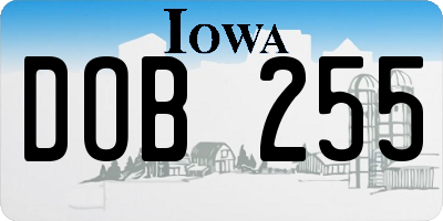 IA license plate DOB255