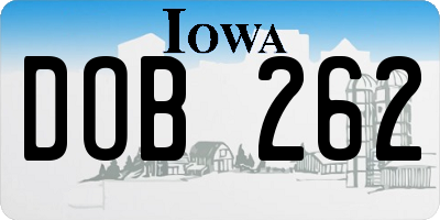 IA license plate DOB262