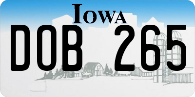 IA license plate DOB265