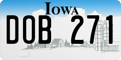 IA license plate DOB271
