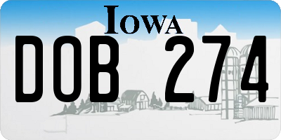 IA license plate DOB274