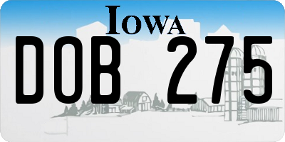 IA license plate DOB275