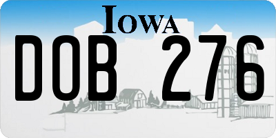 IA license plate DOB276