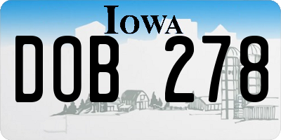 IA license plate DOB278