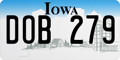 IA license plate DOB279