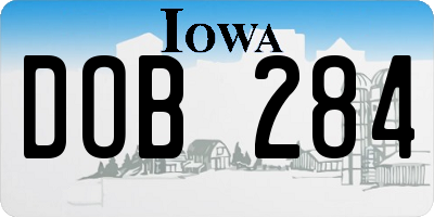 IA license plate DOB284