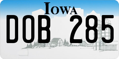 IA license plate DOB285