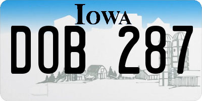 IA license plate DOB287