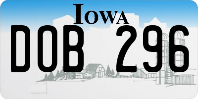 IA license plate DOB296